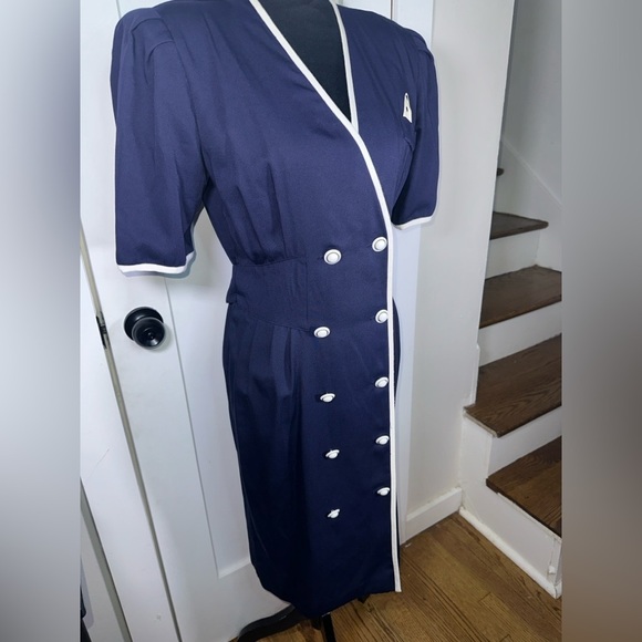 Vintage Navy Double-Breasted Dress - Picture 4 of 13